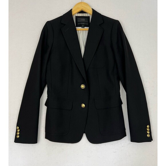 J. Crew Rhodes Blazer Jacket Women's 6T Black Wool Office Tailored Preppy - Picture 1 of 16